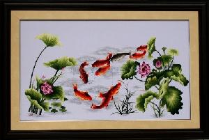 Cửu Ngư Đồ - QS.r.017 (nền trắng)